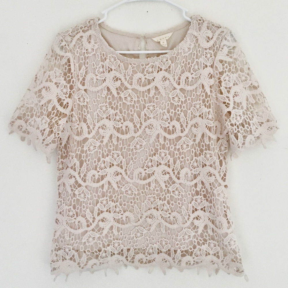 Anthropologie | Adiva Lace Short Sleeve Blouse